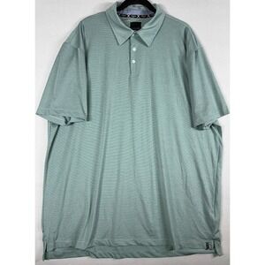 Kenneth Cole Golf Polo Shirt Men 3X Green  Micro Striped Short Sleeve Stretch